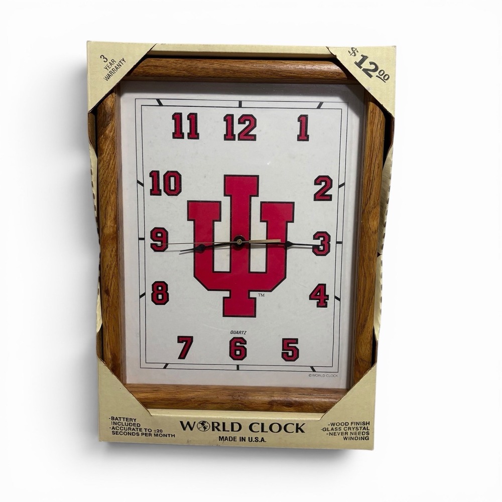 Vintage Indiana University IU Wall Clock - New In Box - Made in USA